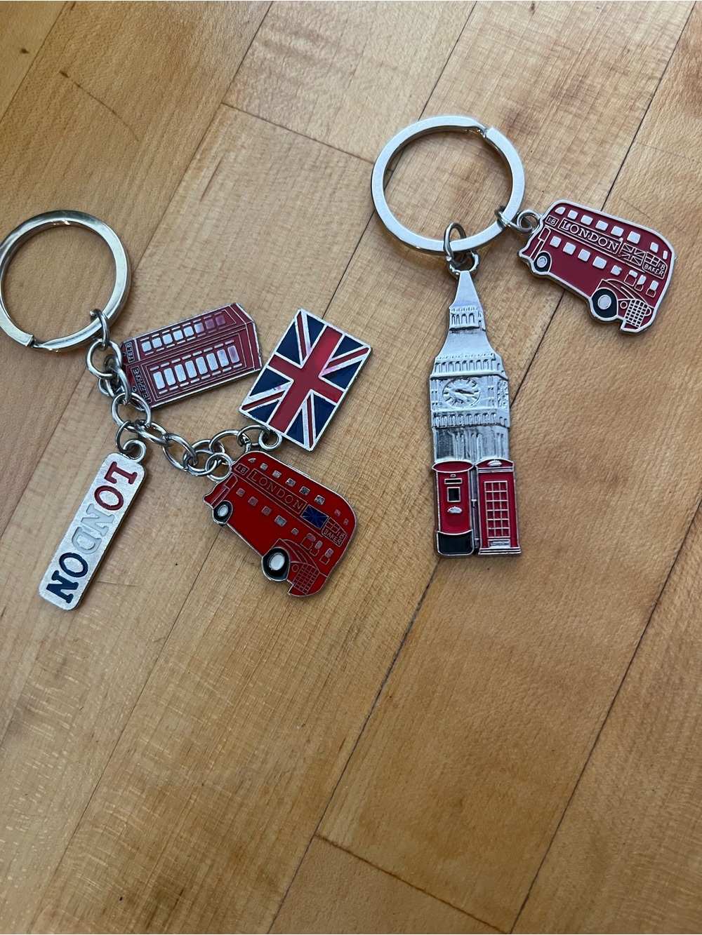 Set of 2 London Souvenir Keychains with charms